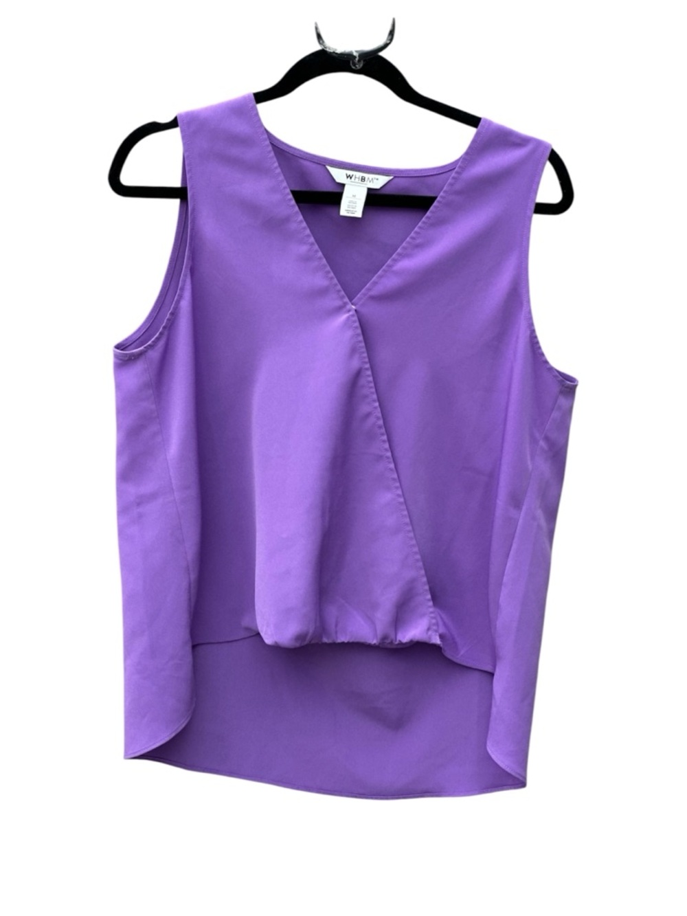 White House Black Market Purple Sleeveless Faux-Wrap V-Neck Blouse